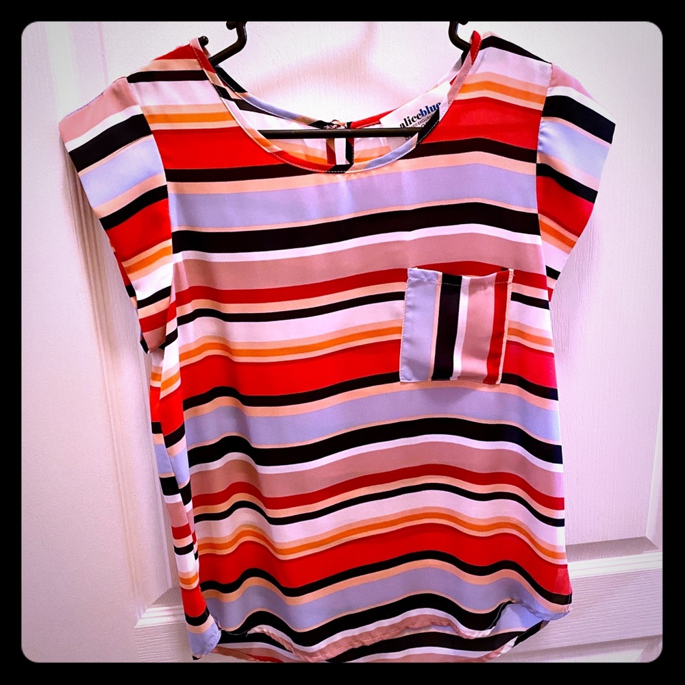 Alice Blue Bushnell One Pocket Blouse